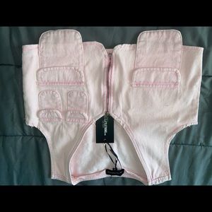 PINK DENIM UTILITY CROP TOP